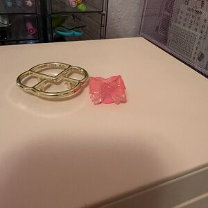 Clear pink heart and bow ring